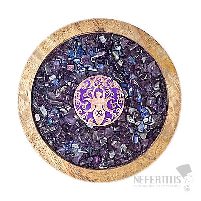 Amethyst and lapis lazuli coaster mango wood - decoration