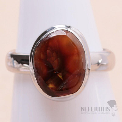 Agate Mexican Fire Ring Silver Ag 925 R633