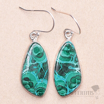 Malachite in chrysocol earrings silver Ag 925 E681