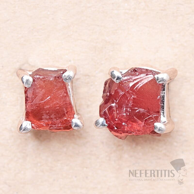 Garnet raw earrings silver Ag 925 E71