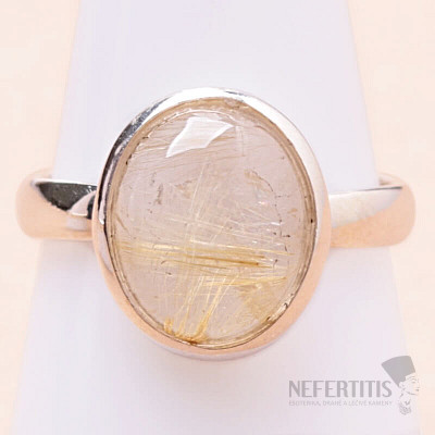 Sagenite crystal with rutile ring silver Ag 925 71613