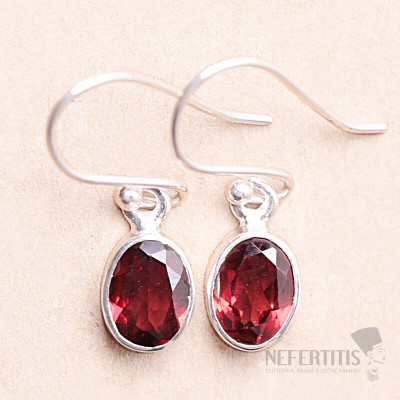 Garnet cut earrings silver Ag 925 E718