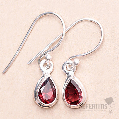 Garnet cut earrings silver Ag 925 E725