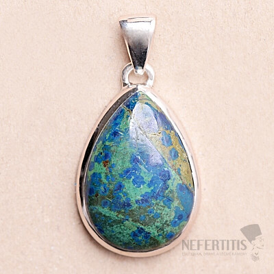 Malachite in azurite pendant silver Ag 925 P746