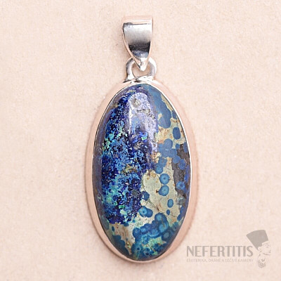 Malachite in azurite pendant silver Ag 925 P772