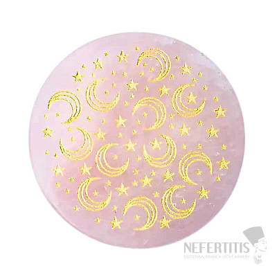 Rose quartz coaster Moon and stars - decoration