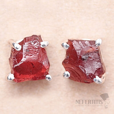 Garnet raw earrings silver Ag 925 E79