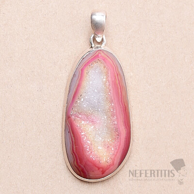 Druzy Achat roter Aura-Anhänger Silber Ag 925 P95