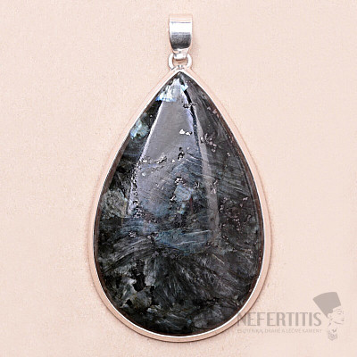 Larvikite black moonstone pendant silver Ag 925 P959