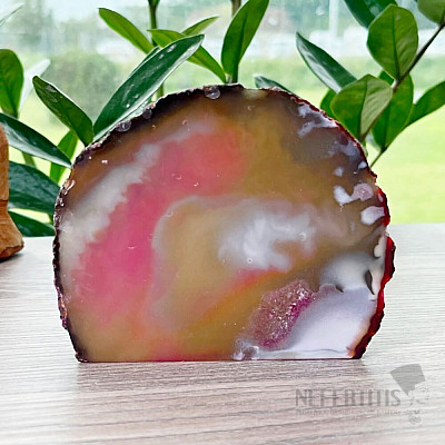 Agate pink polished half Brazil 2