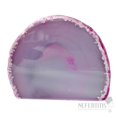 Agate pink polished half Brazil 8.5 cm