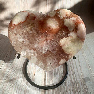 Amethyst pink druse heart on a stand 5