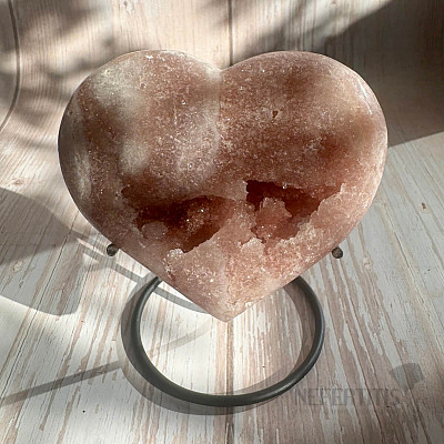 Amethyst pink druse heart on a stand 9