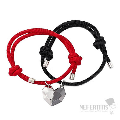 Bracelets for couples Black and Red Heart magnet variant A