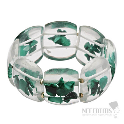 Plate bracelet with pieces of malachite