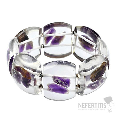 Plate bracelet with pieces of amethyst