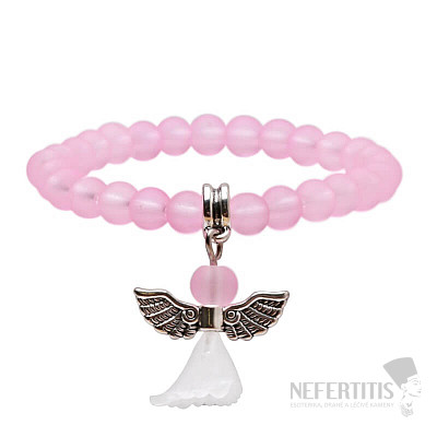 Children's pink satin bracelet with an angel