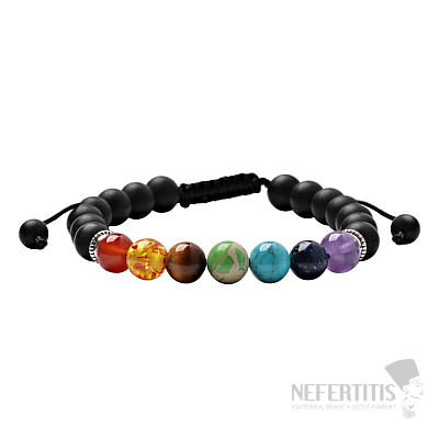 Chakra bracelet Black with Shamballa clasp