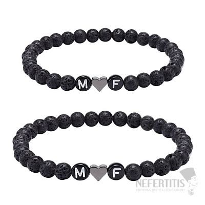 Female and Male Lava Stone Couples Bracelets