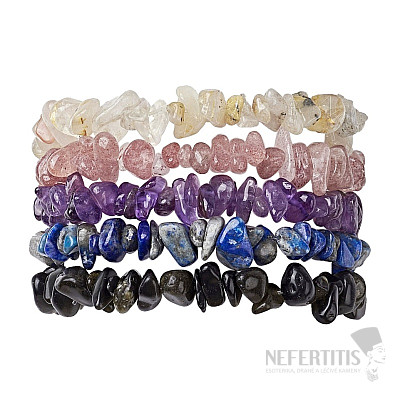 Set of Five Bracelets - Lapis Lazuli, Amethyst, Sagenite, Obsidian and Strawberry Crystal