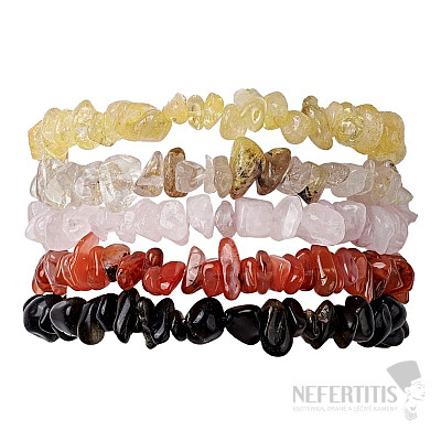 Set of five bracelets - citrine, sagenite, agate, rose quartz and obsidian