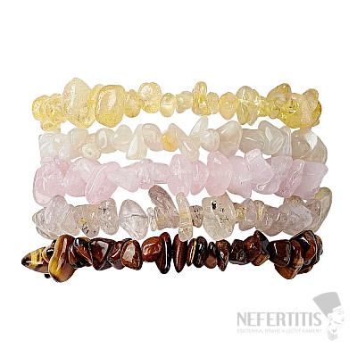 Set of five bracelets - citrine, moonstone, rose quartz, tiger's eye and sagenite