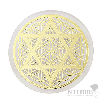 Selenite Flower of life and Hexagram - decoration