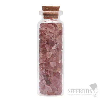 Bottle with strawberry crystal for energy harmony