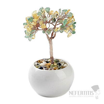 Tree made of aventurine and quartz - home and office decoration