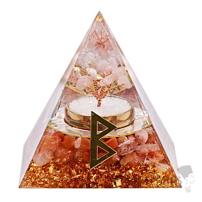 Orgonite pyramid with carnelian Rune Berkan