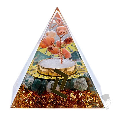 Orgonit pyramida s mechovým achátem Runa Jera