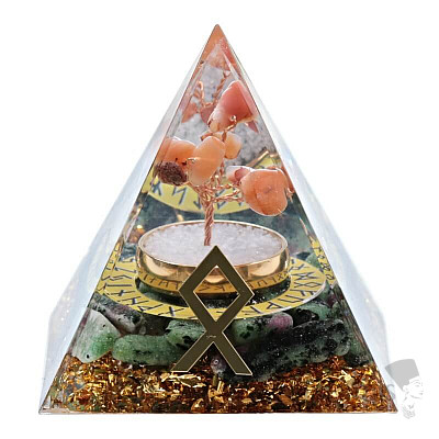 Orgonite pyramid with ruby in zoisite Rune Othila