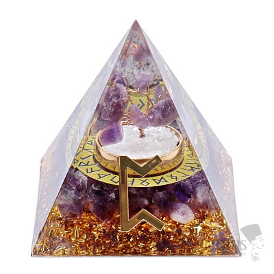 Orgonite pyramid with amethyst Runa Pertho