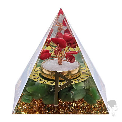 Orgonite Pyramid with Jade Runa Wunjo