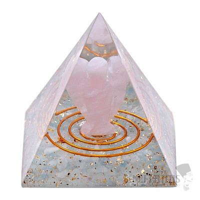 Orgonite pyramid Guardian angel in aquamarine