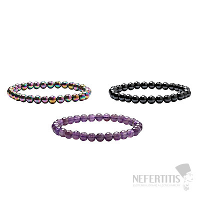 Geschenkset aus Hämatit-Armbändern mit Amethyst