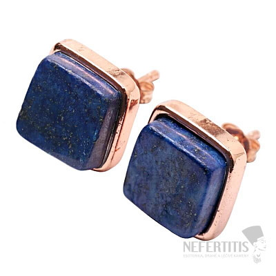 Lapis lazuli earrings brass square