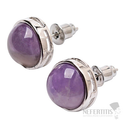 Amethyst earrings brass round