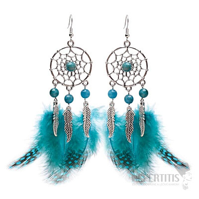 Apatite earrings Dream catcher with feathers