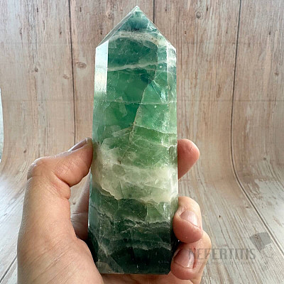 Rainbow fluorite spike - obelisk 5