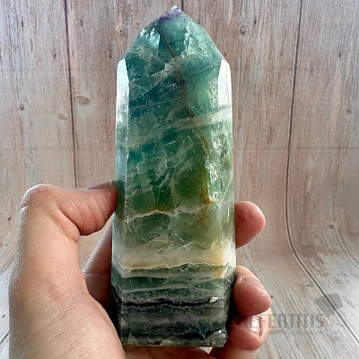 Rainbow fluorite spike - obelisk 6