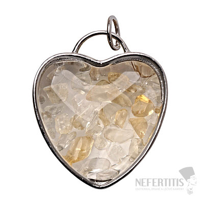 Pendant Glass heart with citrine