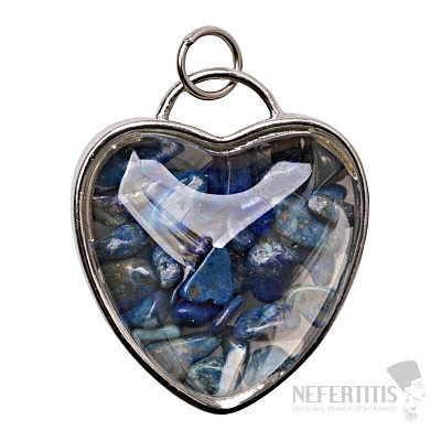 Pendant Glass heart with lapis lazuli