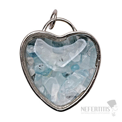 Pendant Glass heart with aquamarine