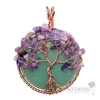 Aventurine Green Amethyst Tree of Life Pendant