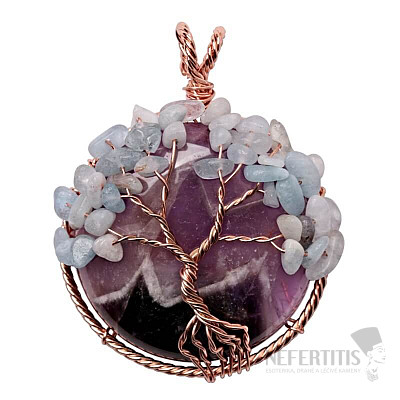 Amethyst pendant Aquamarine Tree of Life