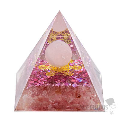 Orgonite pyramid with strawberry crystal