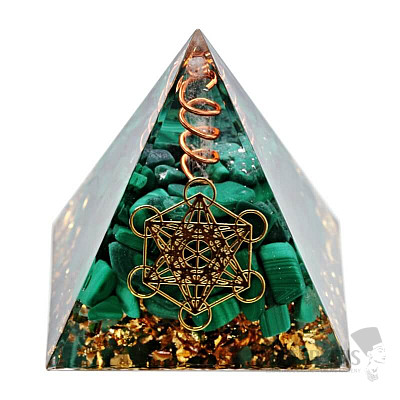 Orgonite Pyramid Hexagram with Malachite and Crystal Crystal