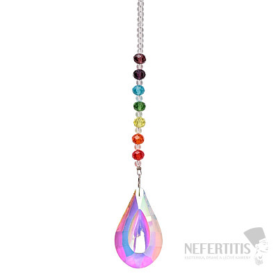 Drop chakra Feng Shui window curtain made of glass with a rainbow drop