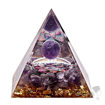 Orgonite pyramid Lotus flower with amethyst